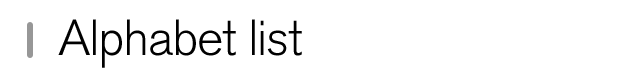 alphabetical list