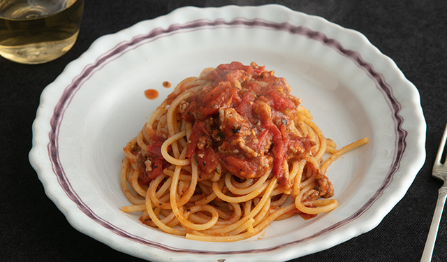 フレッシュトマトとひき肉のスパゲッティ