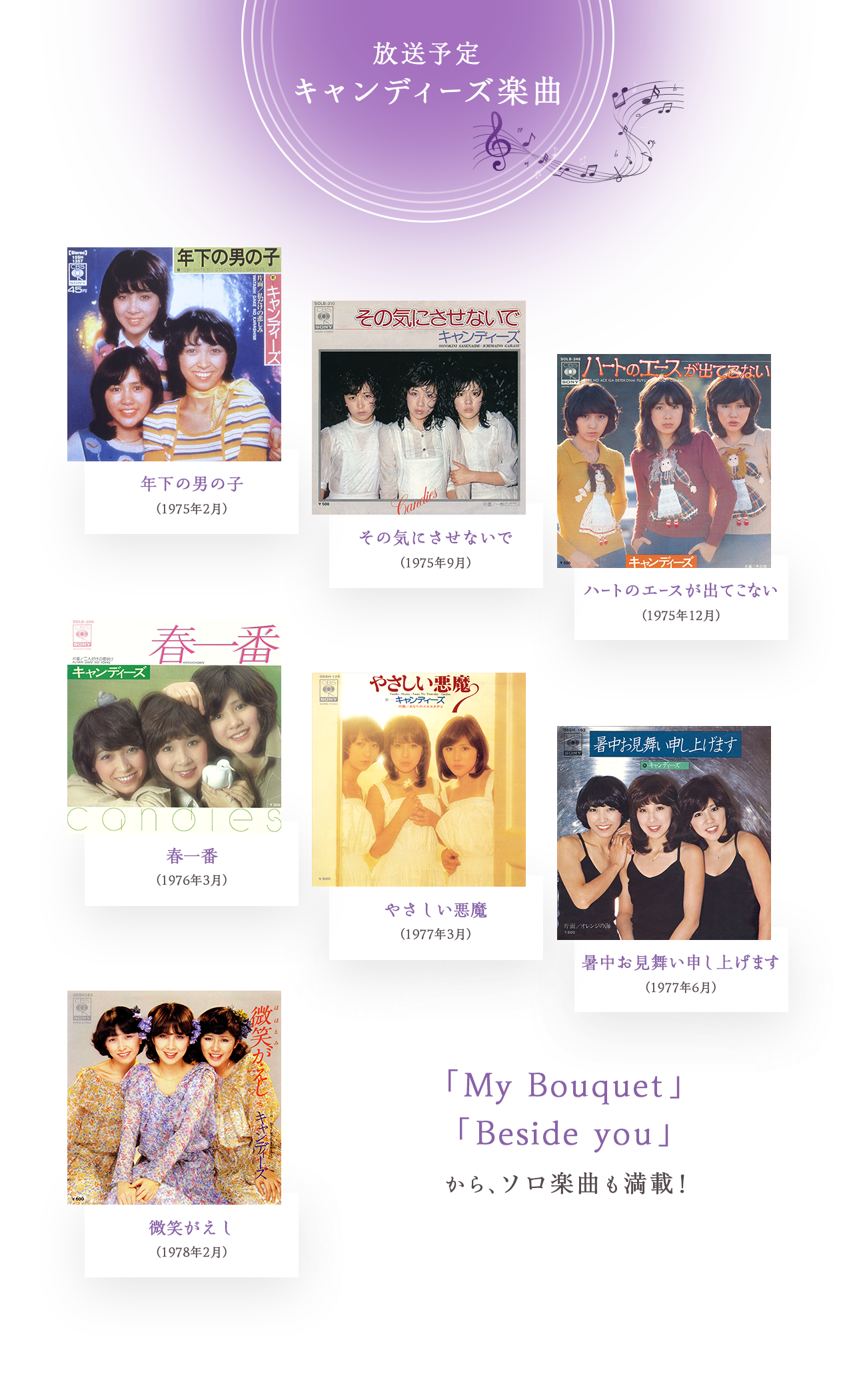 放送予定キャンディーズ楽曲