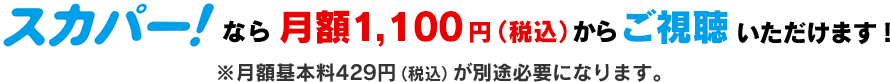 スカパーなら月額1,100円（税込）からご視聴いただけます！