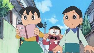 「しずかちゃんと出木杉が… 透視シールで大ピンチ」「本になった出木杉！？ 人間ブックカバー」