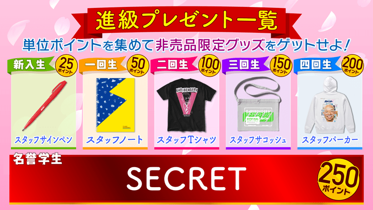 進級プレゼント一覧