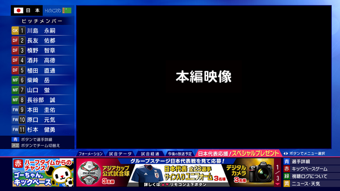 データ放送 Afcアジアカップ19 テレビ朝日