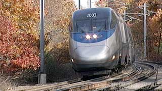 ボストンに向かって走る列車